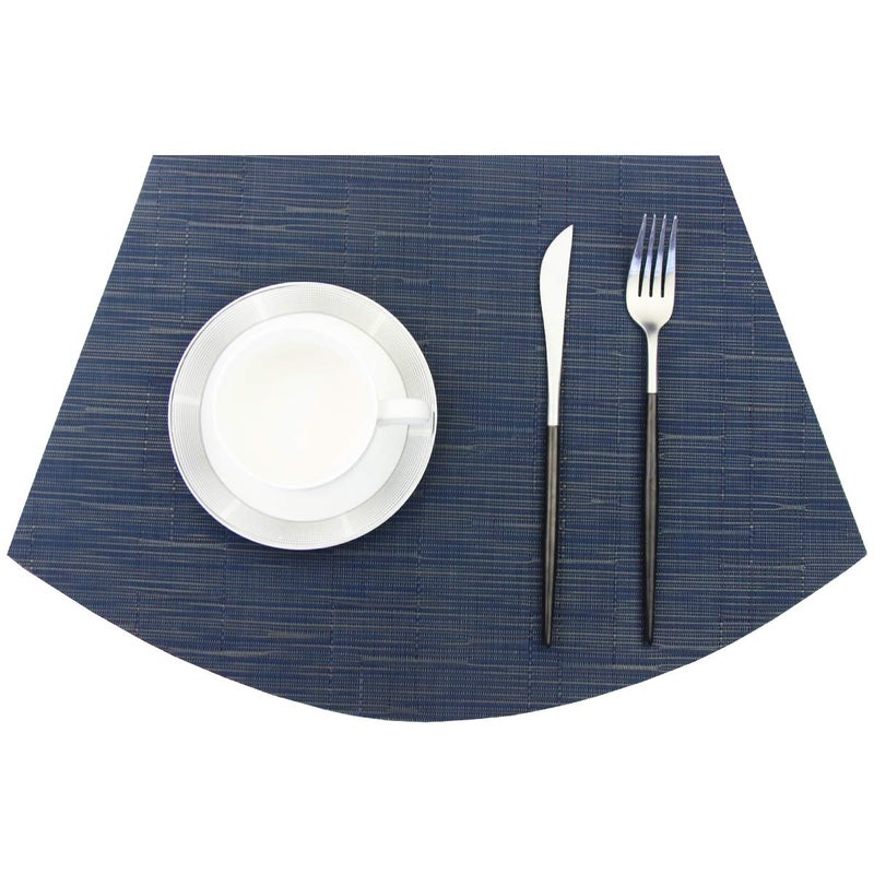 PIGCHCY Wedge Shaped Placemats Set of 6 with Centerpiece Round Mats Washable Kitchen Placemats Heat-Resistant Table Mats (Navy Blue) - Image 3